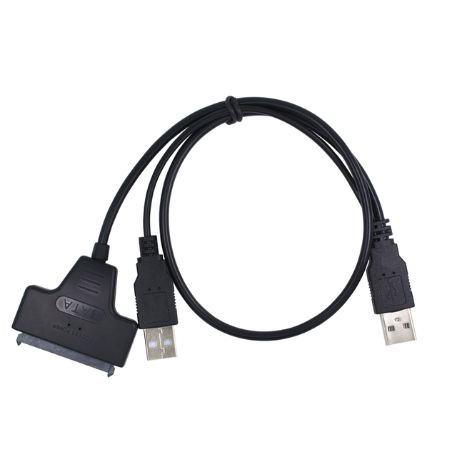 SATA to USB 2.0 Converter for 2.5'' SSD/HDD Hard Disk Drive 7/15/22pin Adapter Cables with External Power Plastic Case