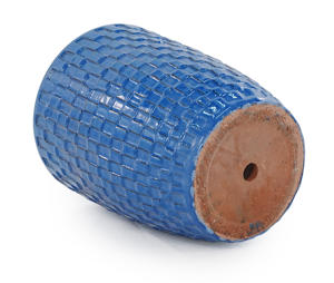 Maceta de Cerámica con Diseño de Cuadrícula Azul Real Estilo Americano - Maceta Decorativa Ecológica y Duradera con Orificio de Drenaje para Interiores - Product Image 5