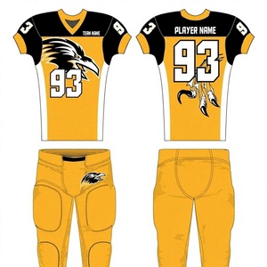 Ensembles d'uniformes de football américain 100% polyester, manches courtes, respirants, logo personnalisable - Product Image 2