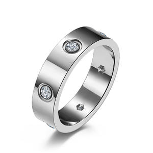 Unisex Wedding <b>Rings</b> <b>Titanium</b> Steel Diamond Bezel Setting Everyday Wear Jewelry K-R469 - Product Image 5