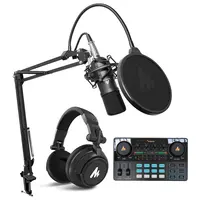 MAONO 오디오 인터페이스 사운드 카드 XLR 팟 캐스트 마이크 음성 체인저 모니터 헤드폰 휴대 전화 레코드 마이크 키트 믹서