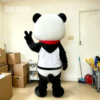 Costume de Mascotte Panda Géant en Peluche Shengye Toy Factory avec Nœud Rose pour Événements d'Entreprise, Publicité et Décoration de Fêtes