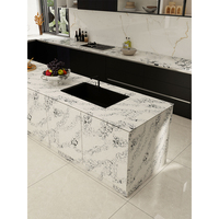 DECHITONG AB9316 Îlots de cuisine modernes en pierre technique de qualité alimentaire, zéro porosité, comptoirs de réception, dalle de quartz noire de luxe
