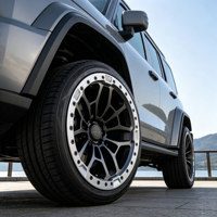 Jantes Beadlock forgées sur mesure LEAD pour tout-terrain, 17-20 pouces, noires usinées, pour Jeep Wrangler, Ford Bronco, Toyota Hilux
