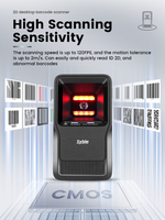 Escáner de Código de Barras Inalámbrico de Escritorio X80RB Syble con Sensor Automático, Lector de Precios de Supermercado, Manos Libres, Código QR 2D