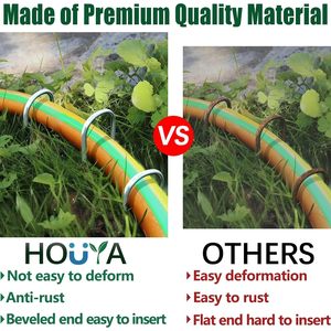 HOUYA U Shaped Staples 4 Inch Galvanized Steel Heavy Duty <b>Garden</b> Stakes - Product Image 4