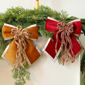 Pita Natal Merah Berkualitas Baru 25cm dengan Pita untuk Dekorasi Rumah dan Kantor, Pita Natal Besar Modis Custom - Product Image 2