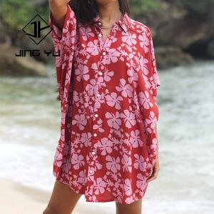 Vêtements hawaïens 2024, chemise décontractée en rayonne à imprimé personnalisé, jupe longue jusqu'aux genoux, robe pour femmes - Product Image 2