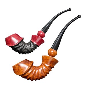 MUXIANG Hand Carved Briarwood Pipe Bent Type Tobacco Pipe For Men Smoking Accessory - Product Image 5
