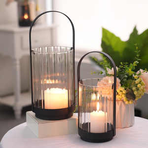 Thiết Kế Mới Màu Đen Handmade Hình Trụ Thủy Tinh Và Kim Loại Bão Đèn Lồng Với Lưới Bền Thân Thiện Với Môi Phục Sinh Sử Dụng Trong Nhà - Product Image 1