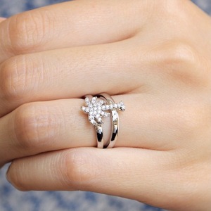 yunnique Coconut Tree Zircon <b>Ring</b> White Gold Pave Setting <b>Split</b> <b>Ring</b> For Women Everyday Wear Jewelry - Product Image 3