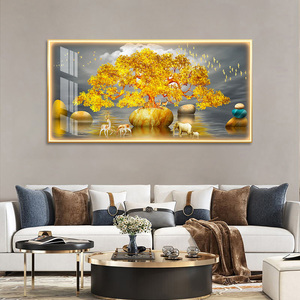 Mới Trung Quốc hiện đại phong thủy vải sơn trừu tượng Vàng giàu cây Hươu Ruy băng in tường nghệ thuật cuadros khách sạn nhà phòng - Product Image 4