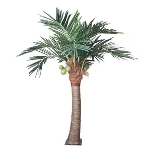 Oem fiberglass trunk large green leaves artificial large coconut palm tree for outdoor decoration
