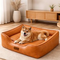 Lit pour chien et chat rectangulaire universel quatre saisons en similicuir, confortable, lavable, design moderne classique et tendance
