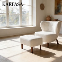 Fauteuil de loisirs moderne en tissu bouclé, couleur personnalisable, confortable, avec dossier capitonné, pour salon, hôtel, décoration, mobilier