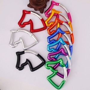 Promotional Laser Engraved Assorted Color Novelty Aluminum Alloy Eco-friendly Carabiner Clip Keychain Horse Head Shape Snap - Product Image 4