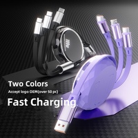 Cadeau de logo accepté Câble de chargeur USB rétractable à charge rapide 3 en 1 avec support de téléphone Câble Micro Type-C
