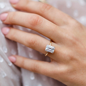 Lustre bijoux fiançailles moissanite 10/14k émeraude taille <span class=keywords><strong>solitaire</strong></span> 18k bagues bijoux femmes <span class=keywords><strong>diamant</strong></span> or véritable - Product Image 1
