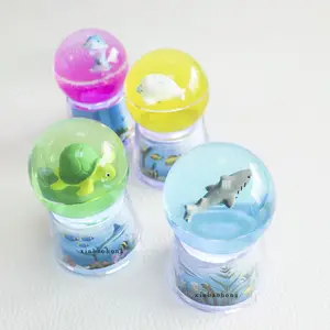Christmas Gifts Customized Cute Sea Animal Light Liquid Timer Balls Decoration Glass Water Ball For Kids