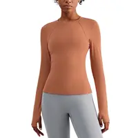 مخصص الراقية 2022 Nuls النسيج اللولو الليمون رداء لليوجا قميص الرياضية اللياقة البدنية غطاء للأصابع ضيق طويل الأكمام النساء اليوغا أعلى