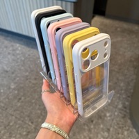 Coque TPU minimaliste et colorée style INS pour iPhone 17/15 Pro, design 2-en-1 avec grande fenêtre, coque rigide unie, protection intégrale à 360°