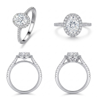 Bague de fiançailles en argent sterling 925 de luxe avec diamant moissanite, bague de fiançailles en moissanite fine pour femmes, bijoux de mariage