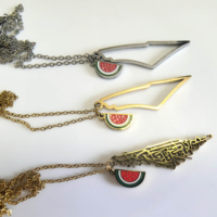 Collier avec pendentif drapeau de la Palestine et pastèque, en métal de haute qualité, pour femmes et hommes