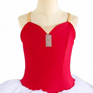 Vestido de Ballet Elástico para Niñas, Tutú de Tul Blanco con Pedrería y Cinta de Color, Disfraz para Representación Escénica de El Cascanueces - Product Image 2