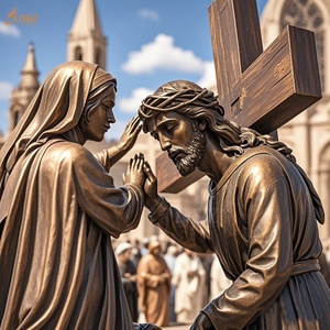 Famoso cristiano cattolico decorazione in ottone statua di gesus 14 stazioni sesta stazione Veronica a grandezza naturale pulire la faccia di gesus scultura in bronzo - Product Image 3
