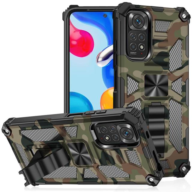 Military Grade Camouflage Case for Xiaomi Redmi Note 11 Global Poco X4 M4 Pro X3 Built-in Kickstand Case Redmi Note 11S Mi 11T