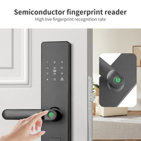 Cerradura Inteligente para Hogar con Panel Grande, Desbloqueo por APP, Cinco Métodos de Desbloqueo, Pantalla Digital OLED, Wi-Fi, Contraseña Electrónica, Llave, Aleación de Aluminio, Huella Dactilar para Dormitorio