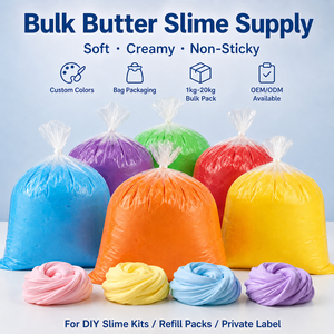 Slime au beurre en vrac de 10 kg, vente en gros, doux, extensible, non collant, jouet sensoriel, couleur et texture personnalisées, kits de bricolage, fabricant de slime - Product Image 1