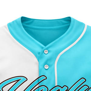 T-shirt de baseball pour homme à blocs de couleur, haut de softball à manches courtes boutonné avec logo, respirant, uniforme sportif personnalisé - Product Image 3