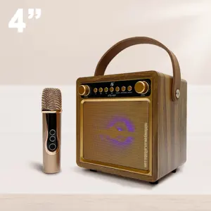 Kts-1687 subwoofer karaoké bt kts haut-parleur extérieur portable sans fil en bois 4 pouces microphone sans fil usb tf carte mp3 lecteur