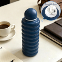 Bouteille d'eau isotherme ondulée de 20 oz, gourde anti-fuite avec paille rétractable, bouteille de sport en acier inoxydable à double paroi