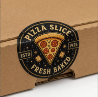 Autocollant en vinyle personnalisé pour sceller les pizzas, découpé sur mesure, adhésif, pour boîte d'emballage alimentaire avec logo d'entreprise, impression vintage