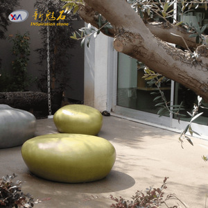Nuevos Materiales de Construcción de Piedra, Banco de Cemento con Diseño de Guijarros XMS006, Asiento Redondo Decorativo para Exteriores, para Villas, Patios y Parques - Product Image 3