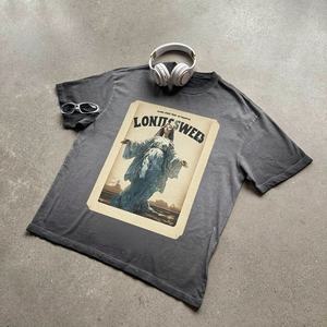 เสื้อยืดฮิปฮอปขนาดใหญ่พิมพ์ลายโลโก้แบบโอเวอร์ไซส์วินเทจสไตล์สตรีทแวร์ผ้าฝ้าย100% ปรับแต่งได้ - Product Image 5