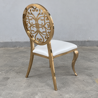 Chaise de banquet ronde en acier inoxydable doré style rococo avec siège en PU pour mariage, vente en gros