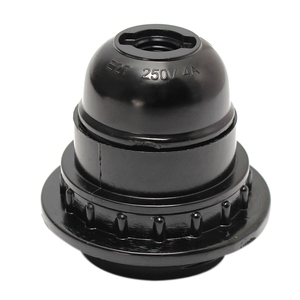 Bán Sỉ Giá Đỡ Đèn E27 Bakelite Ổ Cắm Đèn CE Màu Đen Có Vòng - Product Image 4