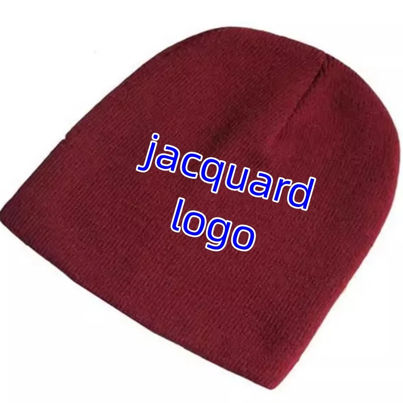 Personalizar Cor Sólida Ao Ar Livre Quente Logotipo bordado inverno Malha chapéus bonés jacquard beanie para homens