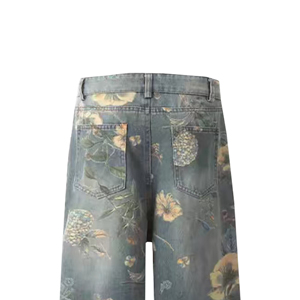 Quần Jean Nam Phong Cách Đường Phố Cao Cấp, Rách Tạo Kiểu, Chất Lượng Cao, Phong Cách Hip Hop, Màu Giặt Trung Bình, Trang Trí Nút, Dành Cho Mùa Hè - Product Image 4