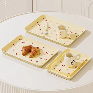 Plateau de rangement rectangulaire en plastique PP pour collations et fruits dans le salon, plateau à cerises - Product Image 2