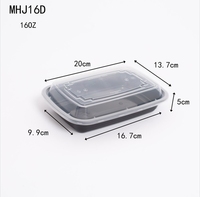 Boîte à bento rectangulaire en plastique transparent noir jetable MERCURA 32OZ, boîte à lunch épaisse pour la restauration rapide, conteneur à emporter en PP avec couvercle en PP