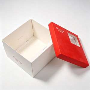 Caja para Pastel Cuadrada Alta de Dos Piezas, Autoensamblable, con Ventana Superior, de Cartón Reciclado de Grado Alimenticio, OEM ODM, Impresión Personalizada, Blanca, para Panadería - Product Image 3