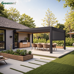 Persiana enrollable con cremallera eléctrica motorizada de tela parasol a prueba de viento personalizada para exteriores para pérgola - Product Image 1