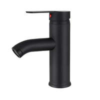 Robinet de salle de bain moderne noir à une poignée Robinet de lavabo Mélangeur d'eau froide et chaude Robinet de lavabo