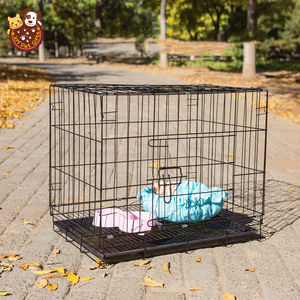 Toptan dayanıklı taşınabilir katlanabilir iki kapı üst yük paslanmaz çelik köpek evcil hayvan kafesi satılık - Product Image 1