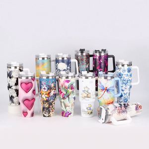 Gobelet isotherme anti-fuite de 40 oz avec poignée et couvercle à paille, motif personnalisé, tasse de voyage à café, cadeau pour maman - Product Image 2