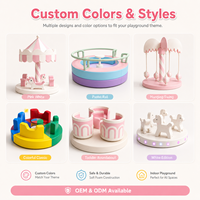 Manège à tasses blanc et rose, équipement de jeu sensoriel intérieur/extérieur pour enfants, idéal pour les fêtes et la location d'événements